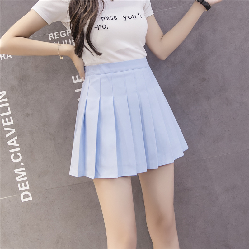 Half-length skirt female autumn and winter new style female student high waist a-line pleated skirt.