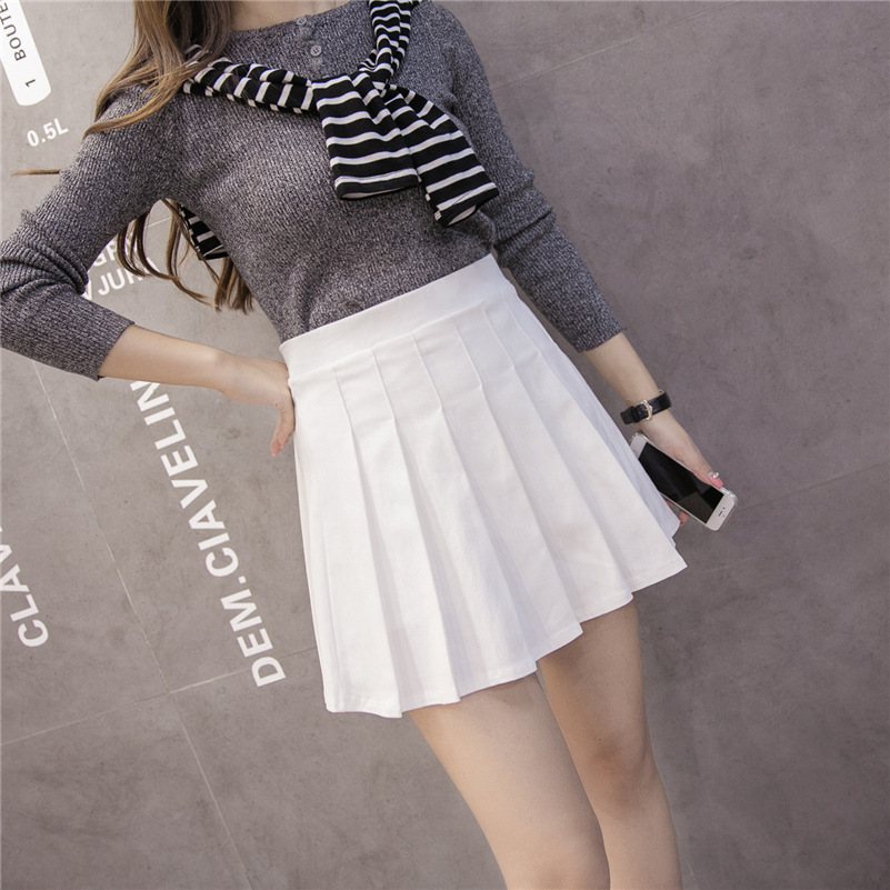 Half-length skirt female autumn and winter new style female student high waist a-line pleated skirt.