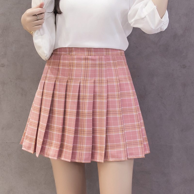 Half-length skirt female autumn and winter new style female student high waist a-line pleated skirt.