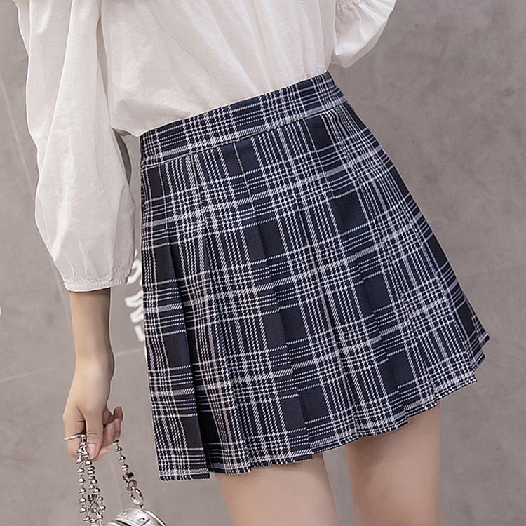 Half-length skirt female autumn and winter new style female student high waist a-line pleated skirt.