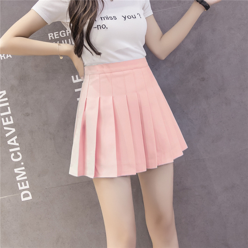 Half-length skirt female autumn and winter new style female student high waist a-line pleated skirt.