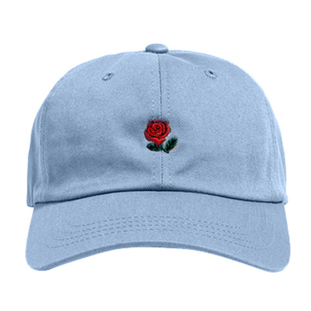 Baseball Cap Couples Adjustable Rose Flower Embroidered Baseball Cap Casual Style