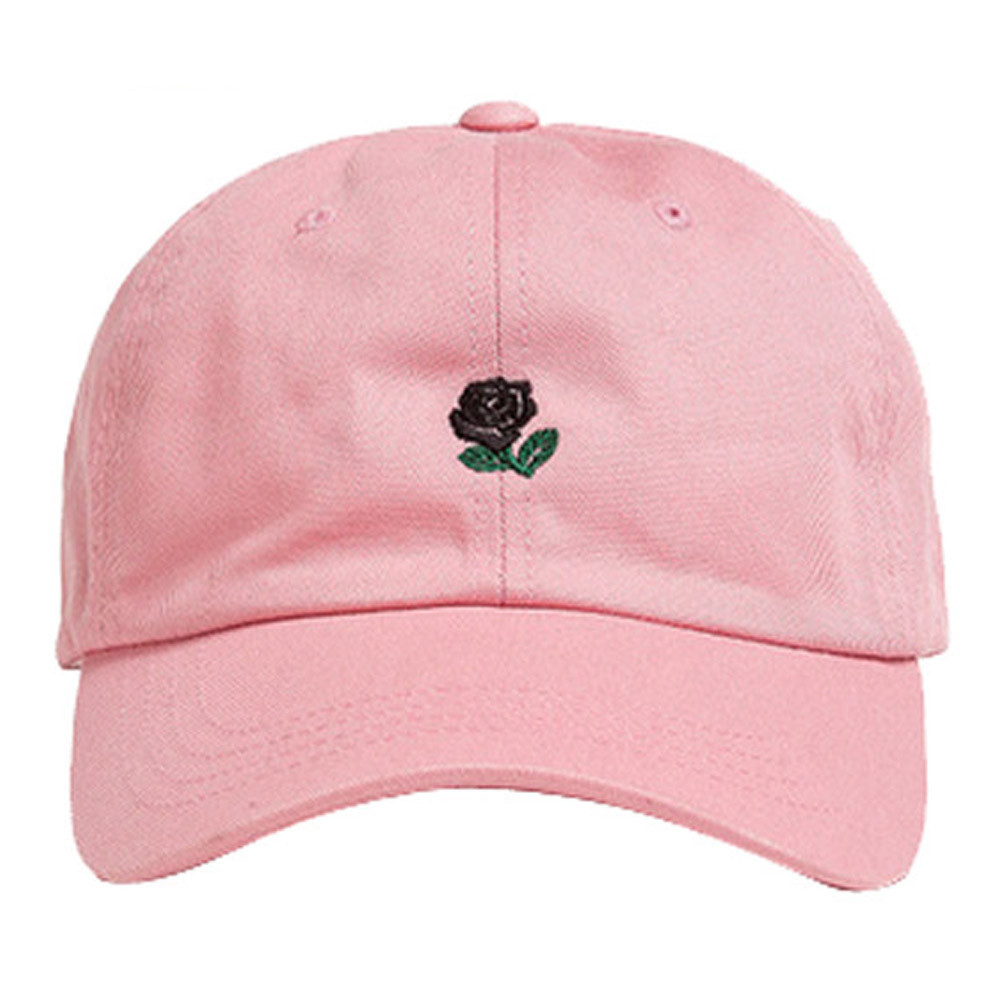 Baseball Cap Couples Adjustable Rose Flower Embroidered Baseball Cap Casual Style