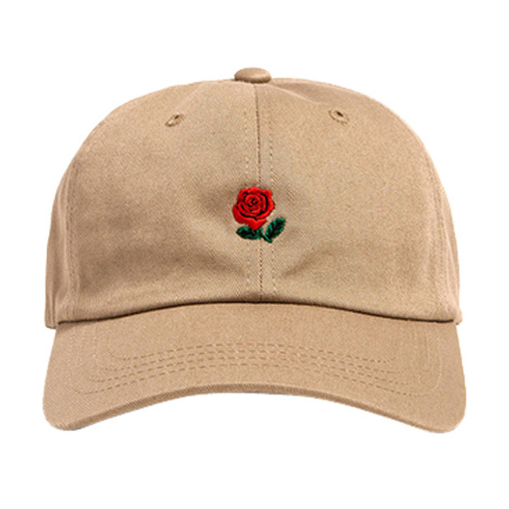 Baseball Cap Couples Adjustable Rose Flower Embroidered Baseball Cap Casual Style