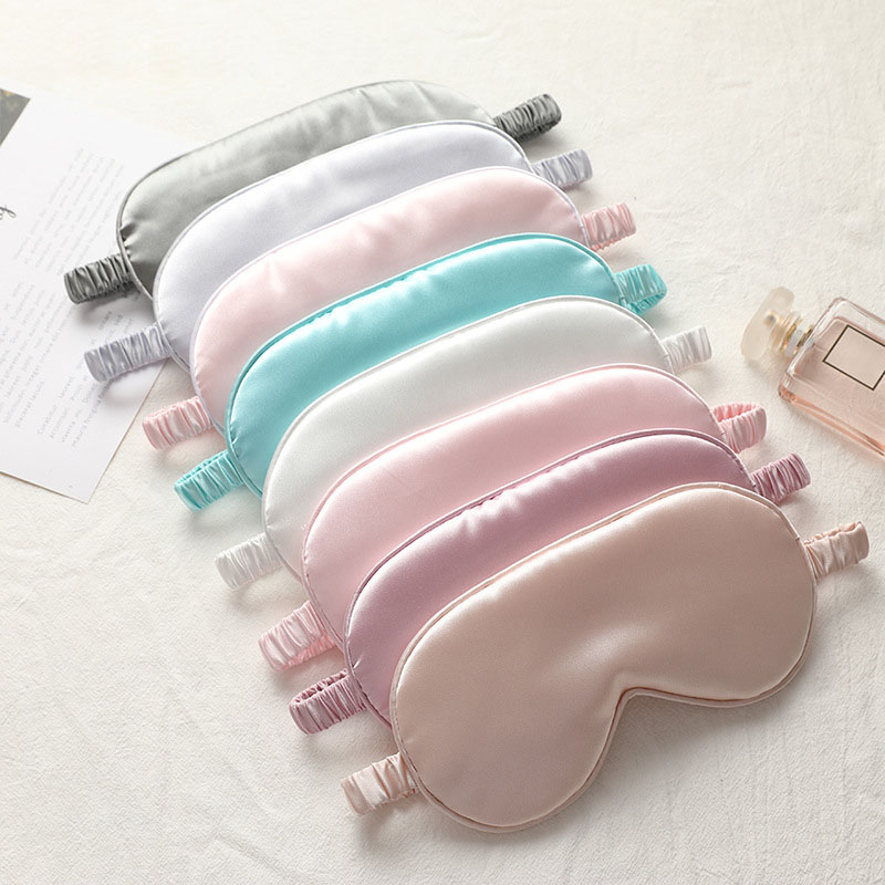Double-Sided Imitation Silk Sleep Eye Mask Shading Elastic Strap Travel (eye mask + storage bag).
