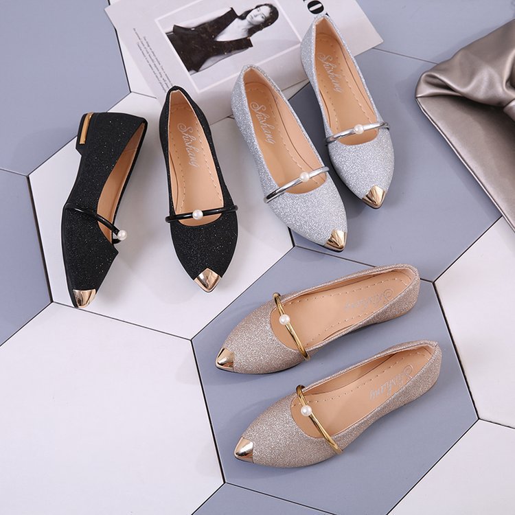 Women&apos;s Shoes Single Shoes Pointed Toe Flat Shoes Shallow Mouth Fashion Casual Peas Shoes.