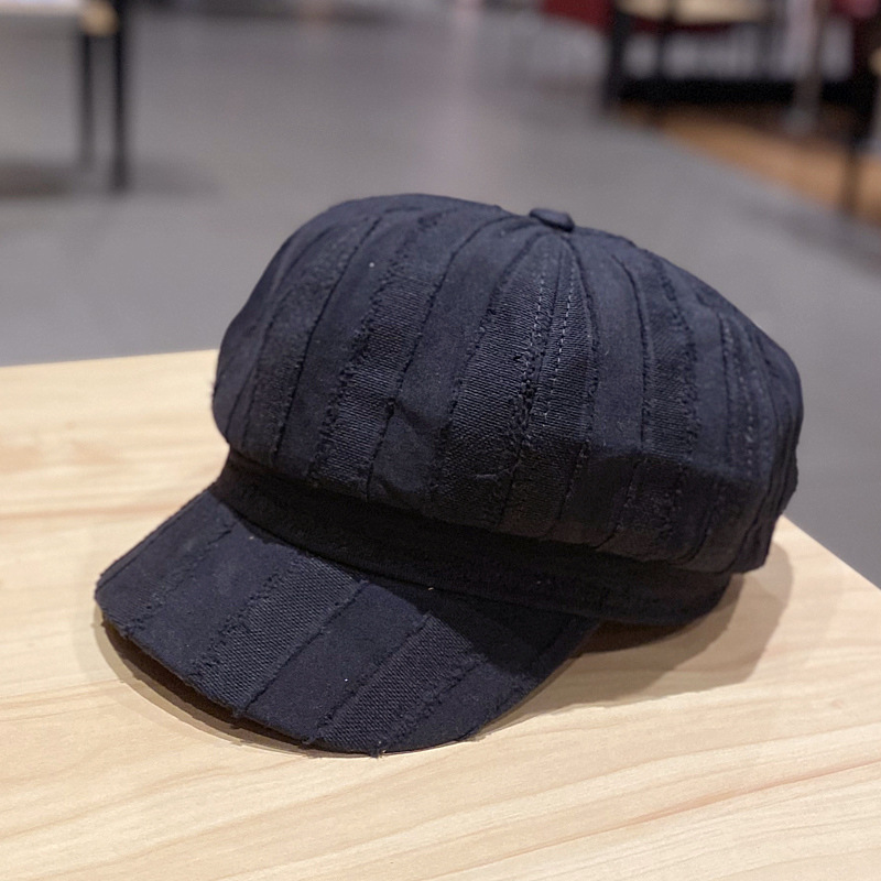 Beret Female Thin Section Korean Painter Hat British Retro Personality Octagonal Hat Cap.