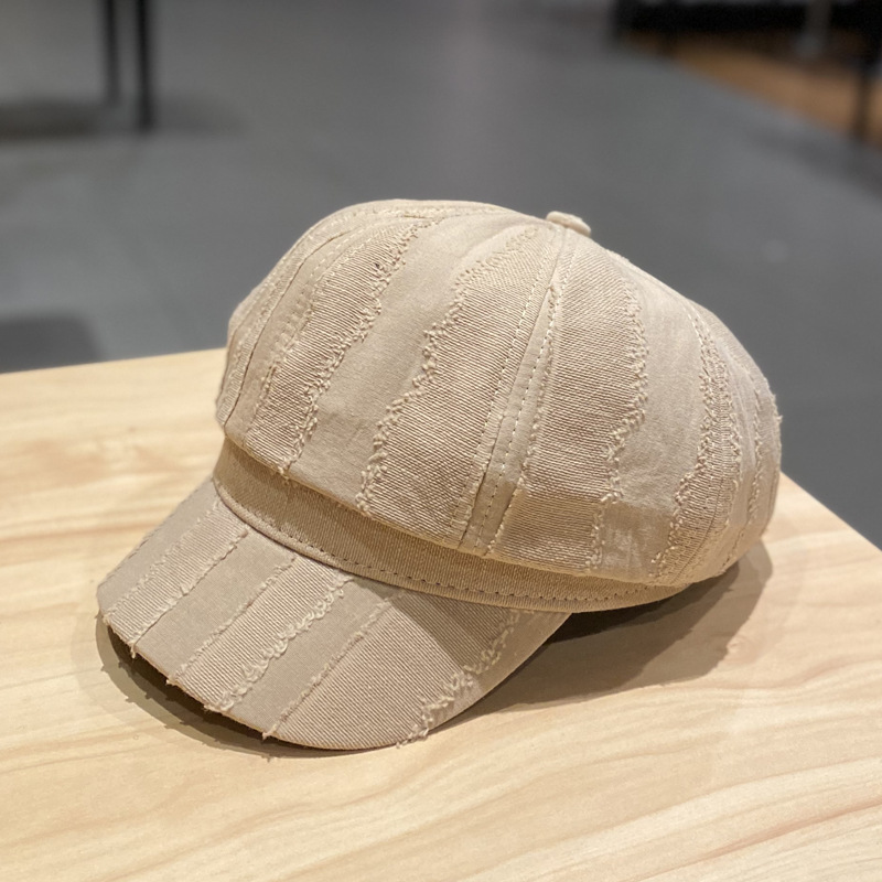 Beret Female Thin Section Korean Painter Hat British Retro Personality Octagonal Hat Cap.