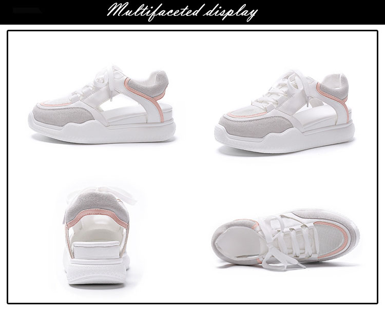 Women's Shoes Lace-Up Thick-Soled Inner Heightening Student Shoes Casual Sports Sandals.