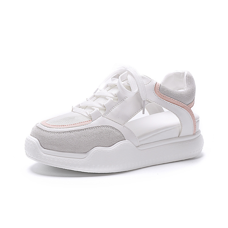 Women's Shoes Lace-Up Thick-Soled Inner Heightening Student Shoes Casual Sports Sandals.