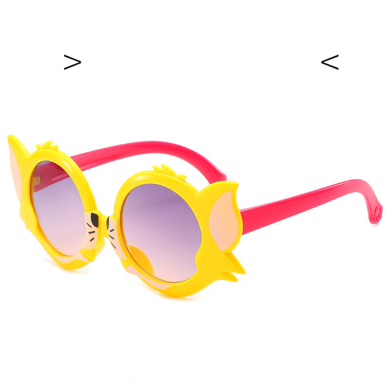New Tom Cat Sunglasses Cartoon Plastic Color Frame Children Cute Glasses.