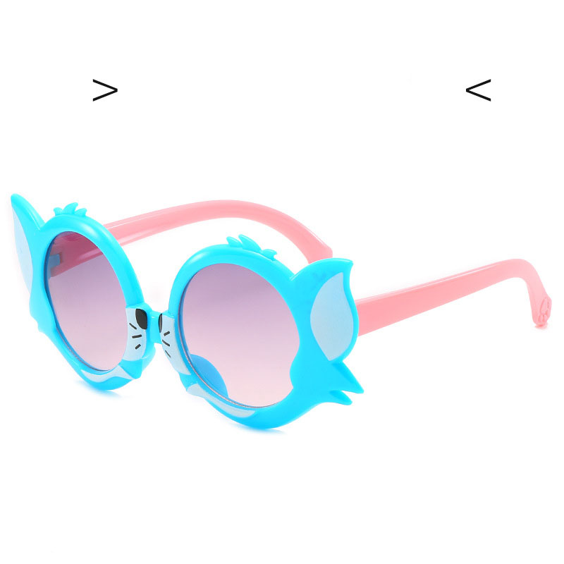 New Tom Cat Sunglasses Cartoon Plastic Color Frame Children Cute Glasses.