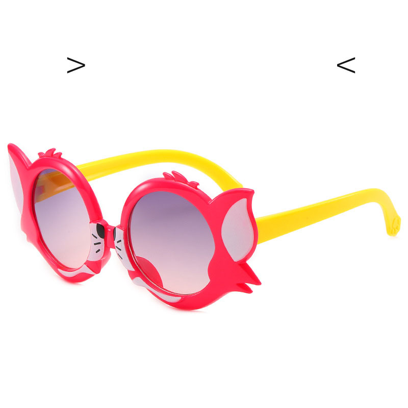 New Tom Cat Sunglasses Cartoon Plastic Color Frame Children Cute Glasses.