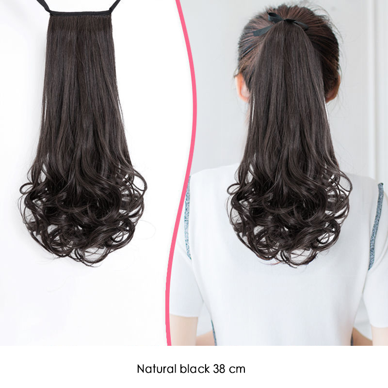 Wig Ponytail Female Long Curly Hair Bandage Pear Flower Fake Ponytail Big Wave Lifelike Mid-Length