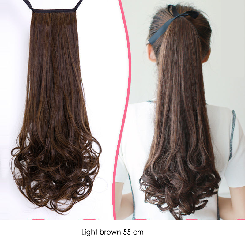 Wig Ponytail Female Long Curly Hair Bandage Pear Flower Fake Ponytail Big Wave Lifelike Mid-Length
