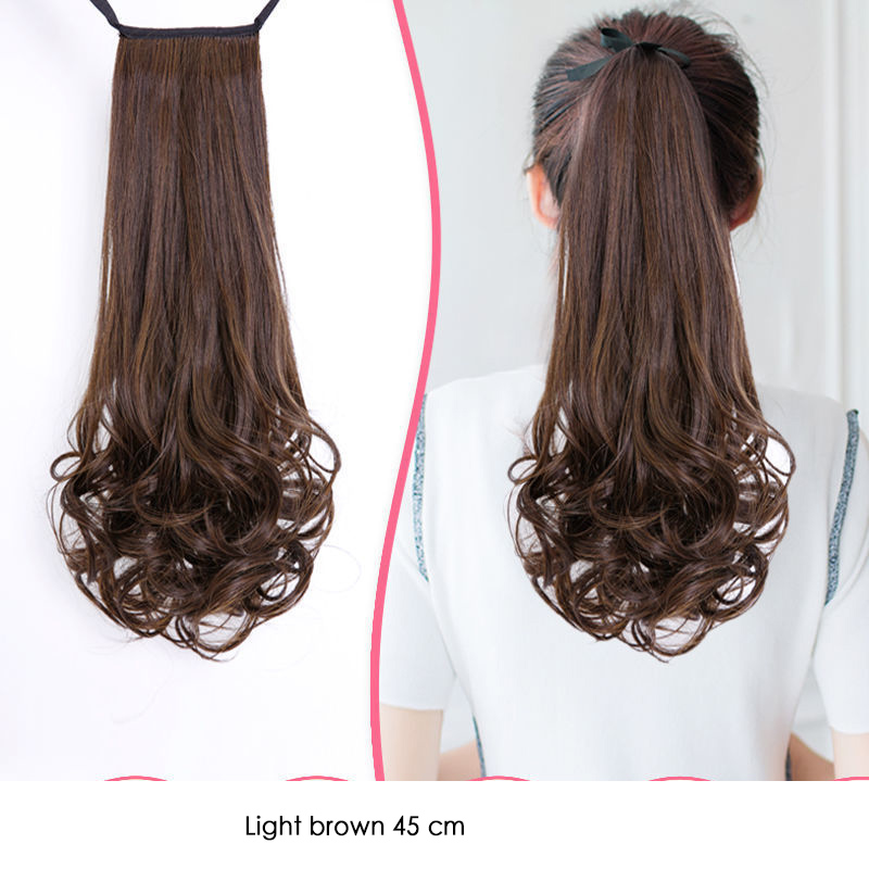 Wig Ponytail Female Long Curly Hair Bandage Pear Flower Fake Ponytail Big Wave Lifelike Mid-Length
