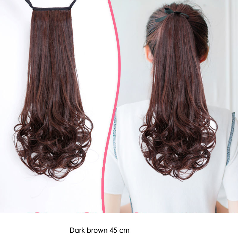 Wig Ponytail Female Long Curly Hair Bandage Pear Flower Fake Ponytail Big Wave Lifelike Mid-Length