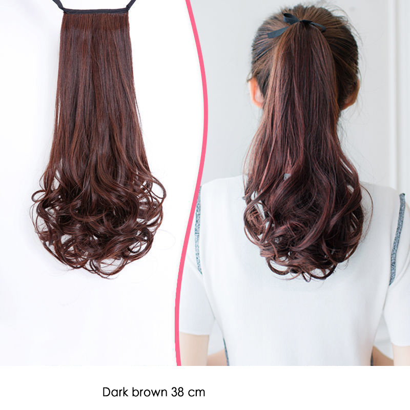Wig Ponytail Female Long Curly Hair Bandage Pear Flower Fake Ponytail Big Wave Lifelike Mid-Length