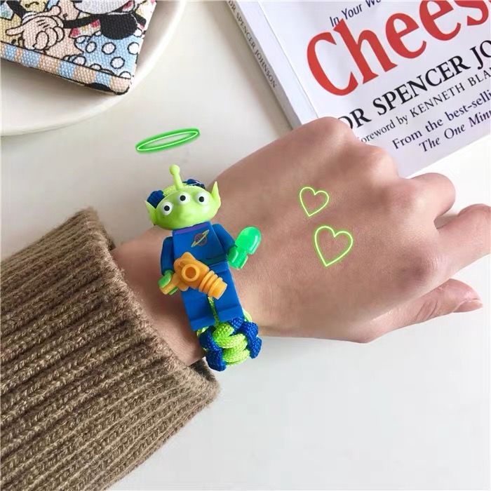 Cartoon Cute Buzz Lightyear Bunny Building Blocks Simple Couple Girlfriends Lego Bracelet