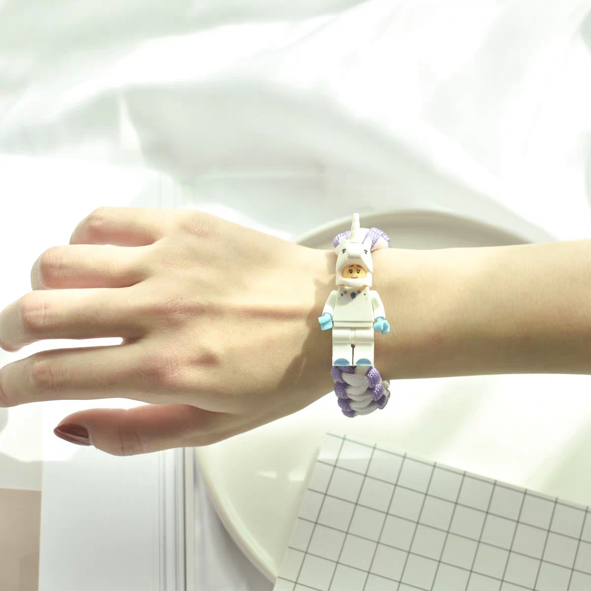 Cartoon Cute Buzz Lightyear Bunny Building Blocks Simple Couple Girlfriends Lego Bracelet