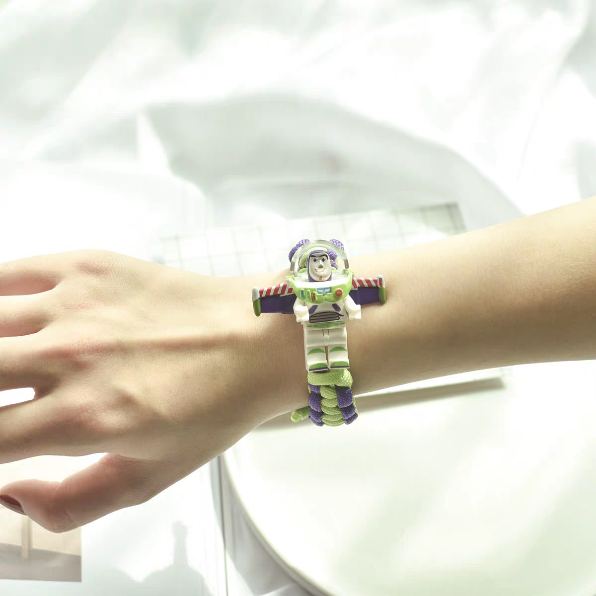 Cartoon Cute Buzz Lightyear Bunny Building Blocks Simple Couple Girlfriends Lego Bracelet