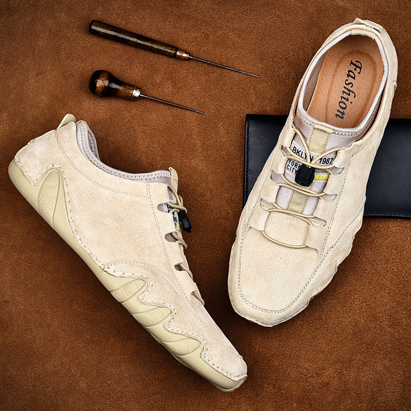 Men&apos;s Sneakers Cow Suede Leather Men Loafers Shoes Fashion Slip On Men Driving Shoes Soft Sapato