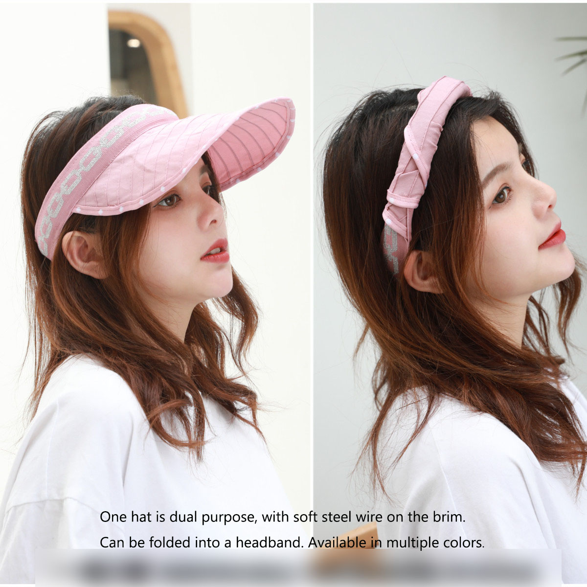 [Peak Cap Can Be Folded Into a Hair Band] Women's Sunscreen Sports Sunshade Empty Baseball Hat.