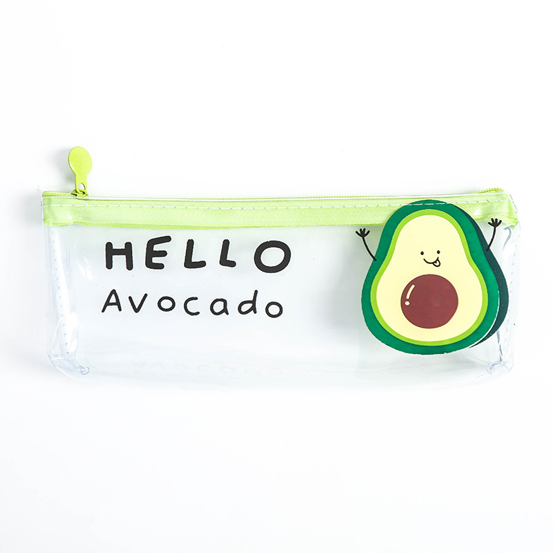 Avocado Quicksand Transparent Female Simple Portable Large-Capacity Storage Bag Pencil Case.