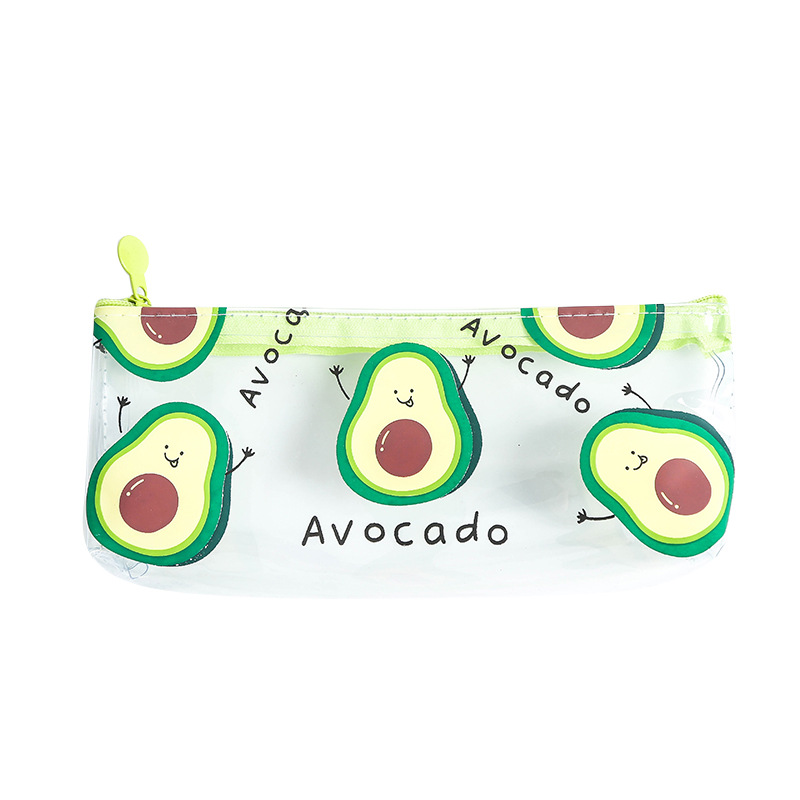 Avocado Quicksand Transparent Female Simple Portable Large-Capacity Storage Bag Pencil Case.
