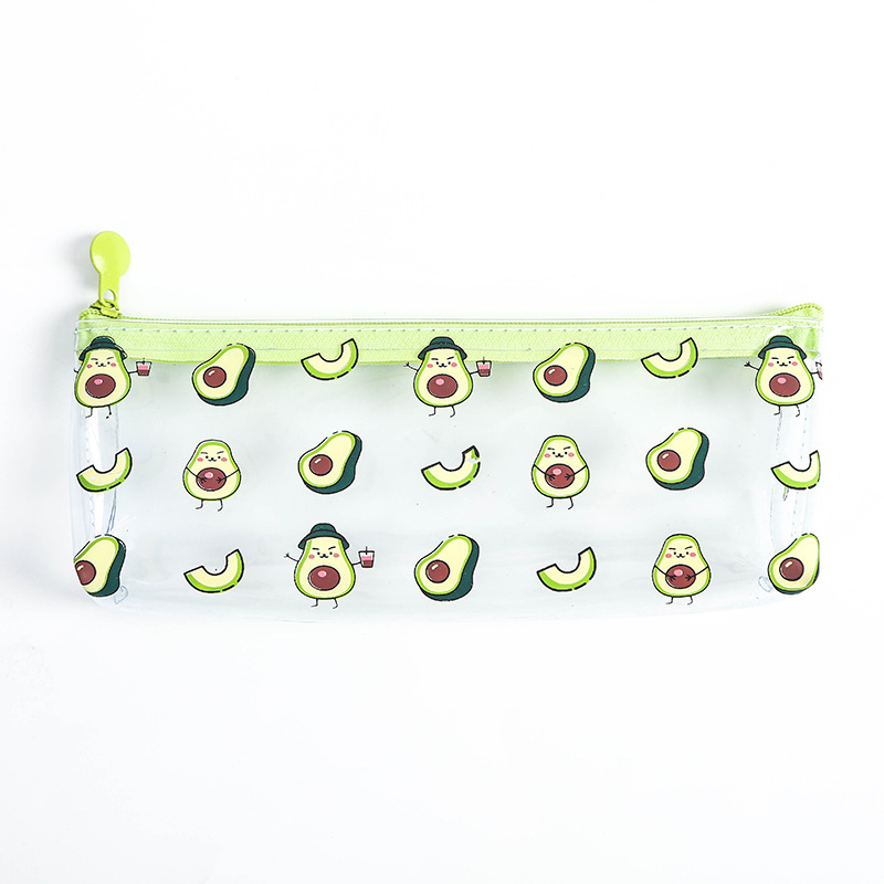 Avocado Quicksand Transparent Female Simple Portable Large-Capacity Storage Bag Pencil Case.