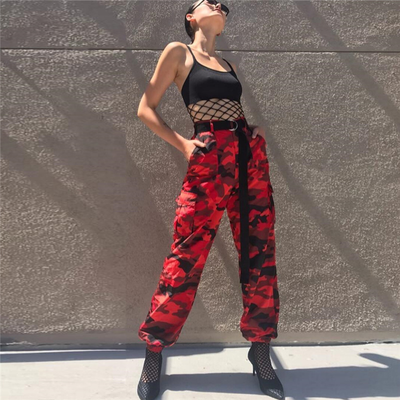 Women's New Camouflage Tooling Denim Harem Pants Casual Pants.