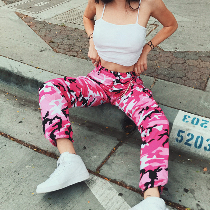 Women's New Camouflage Tooling Denim Harem Pants Casual Pants.