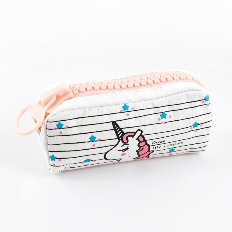 Cartoon Unicorn Canvas Large Capacity Creative Pencil Case Pencil Case Cute Storage.