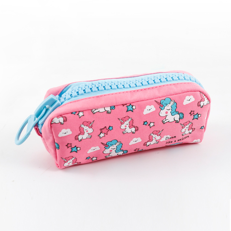 Cartoon Unicorn Canvas Large Capacity Creative Pencil Case Pencil Case Cute Storage.