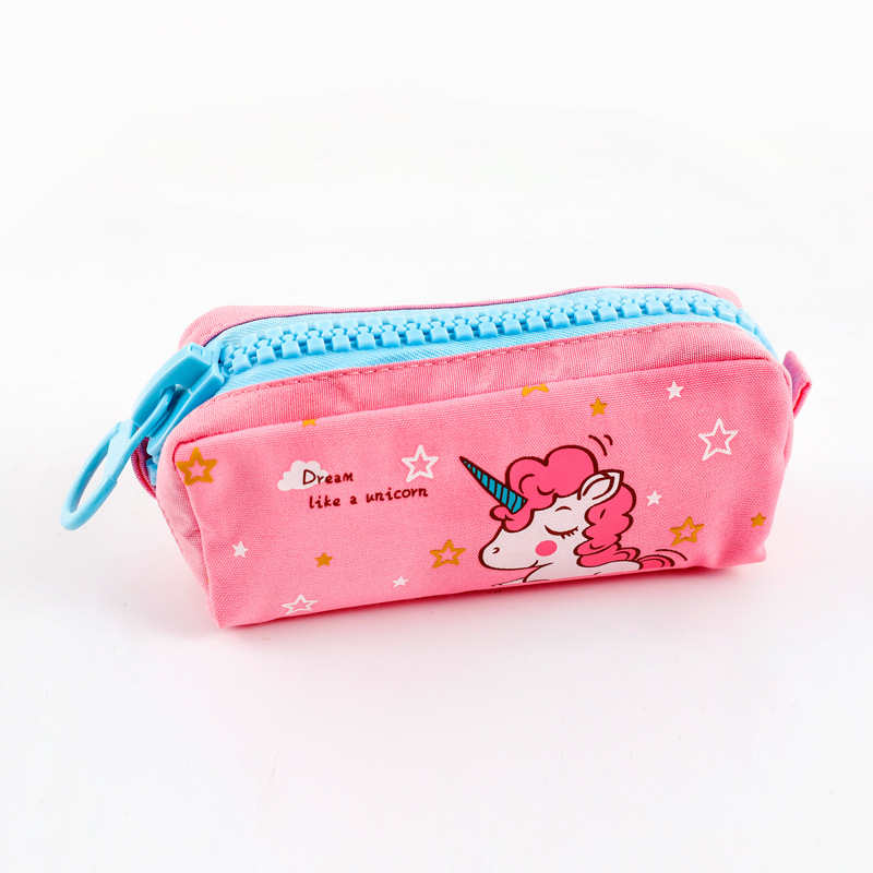 Cartoon Unicorn Canvas Large Capacity Creative Pencil Case Pencil Case Cute Storage.