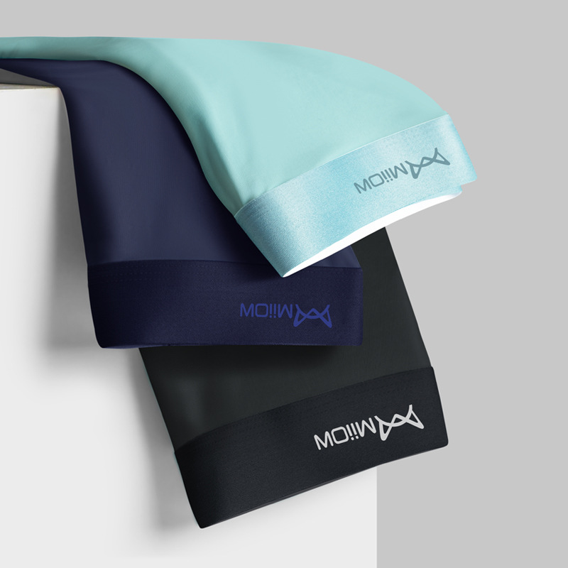 3 Piece Men Underwear Through Thin Ice Silk Seamless Pure Colour Flat Pants Rayon Quick Drying