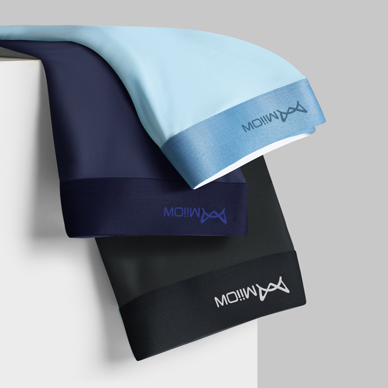 3 Piece Men Underwear Through Thin Ice Silk Seamless Pure Colour Flat Pants Rayon Quick Drying
