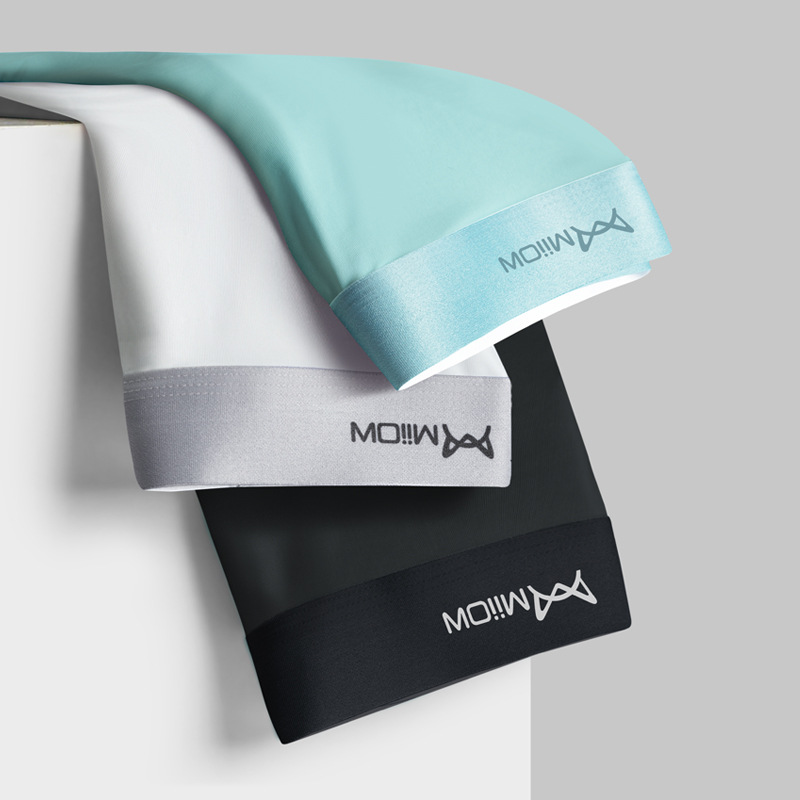 3 Piece Men Underwear Through Thin Ice Silk Seamless Pure Colour Flat Pants Rayon Quick Drying
