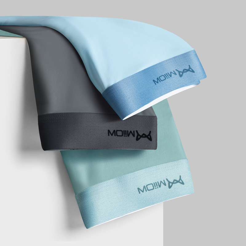 3 Piece Men Underwear Through Thin Ice Silk Seamless Pure Colour Flat Pants Rayon Quick Drying