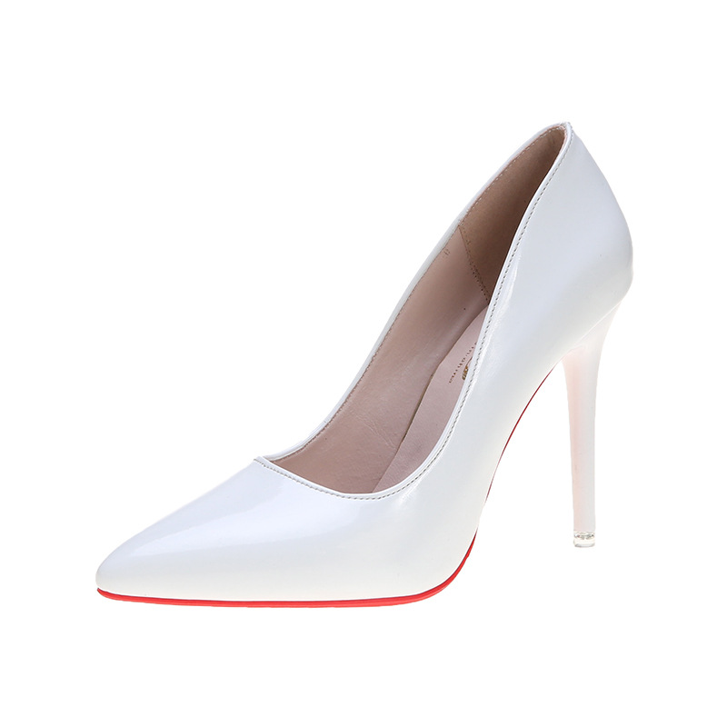 Korean Style Pointed Toe High-Heeled Single Shoes Women Stiletto Patent Leather Red Wedding Shoes.