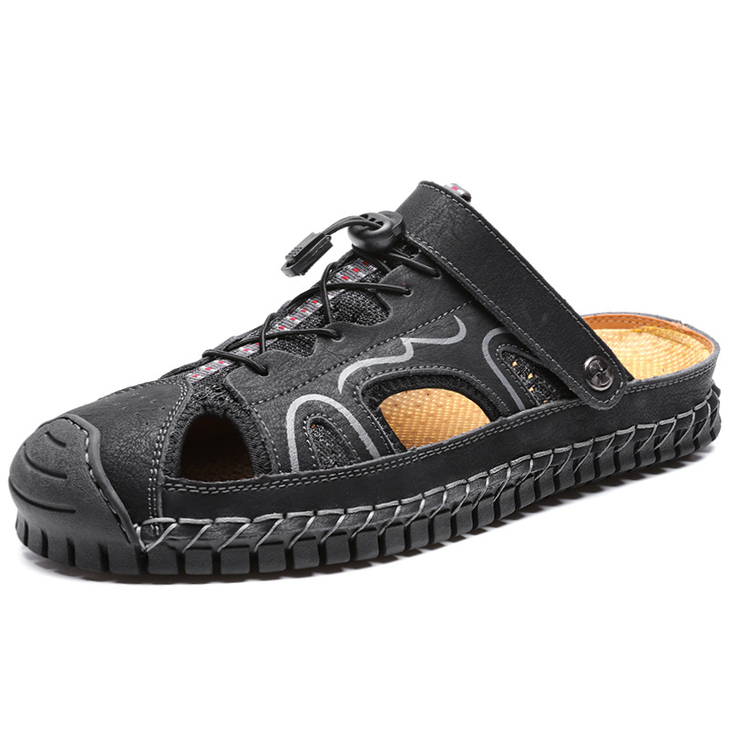 Sandals Baotou Beach Shoes Men&apos;s Hand Stitched Outdoor Sports Slippers Dual-Use.