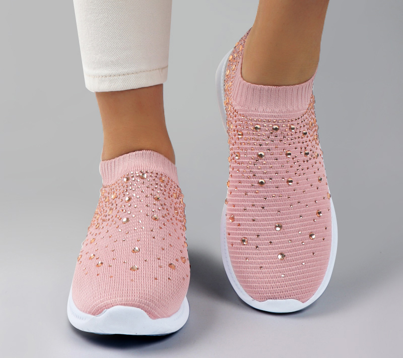 Women's Flat Shoes Sneakers Crystal Fashion Glitter Sneakers Casual Slip-On Socks Sneakers Summer