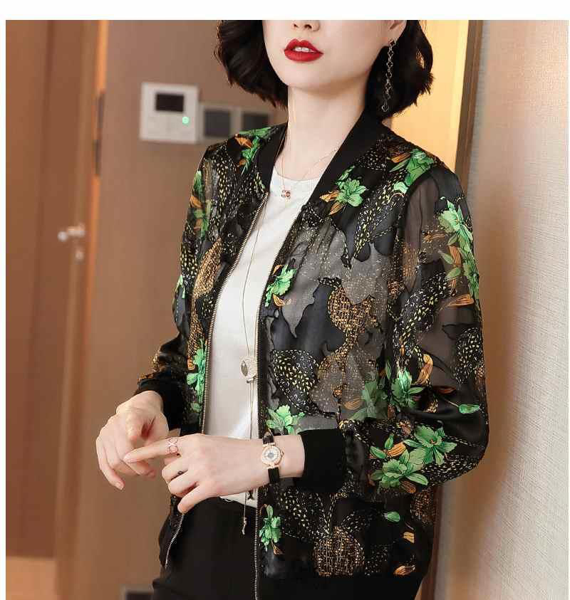 Polka Dot Pattern Printing Sunscreen Jacket Female Long-sleeved Fashion Round Neck Jacket Summer