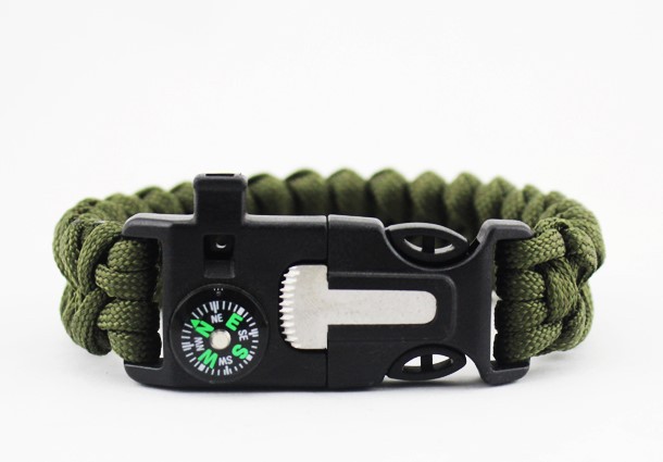 Outdoor Sports Equipment Camping Compass Whistle Flint Buckle Umbrella Rope Bracelet