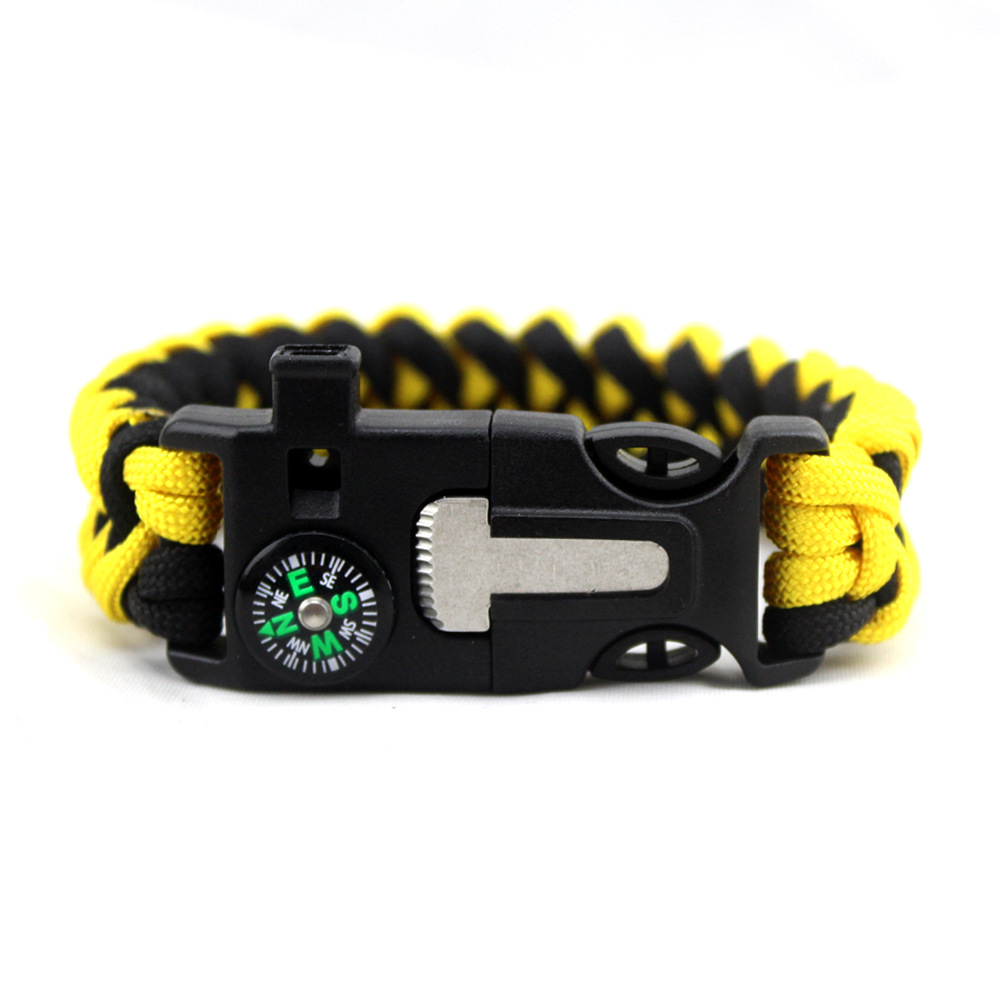 Outdoor Sports Equipment Camping Compass Whistle Flint Buckle Umbrella Rope Bracelet