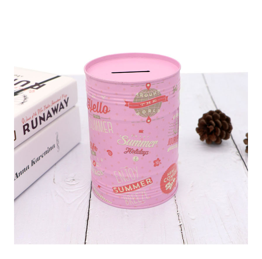 Creative Gift Tinplate Piggy Bank Cylinder Piggy Bank