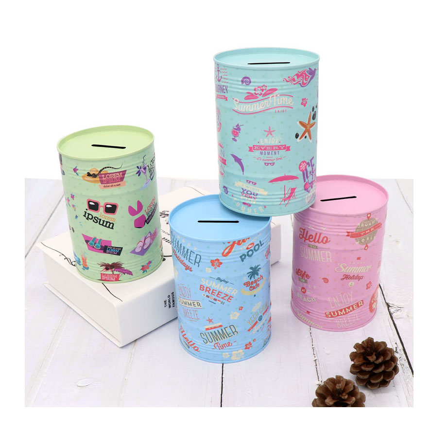 Creative Gift Tinplate Piggy Bank Cylinder Piggy Bank
