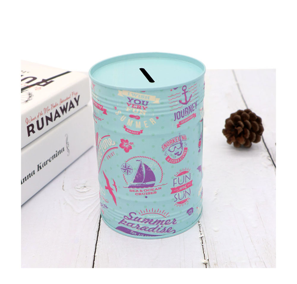 Creative Gift Tinplate Piggy Bank Cylinder Piggy Bank
