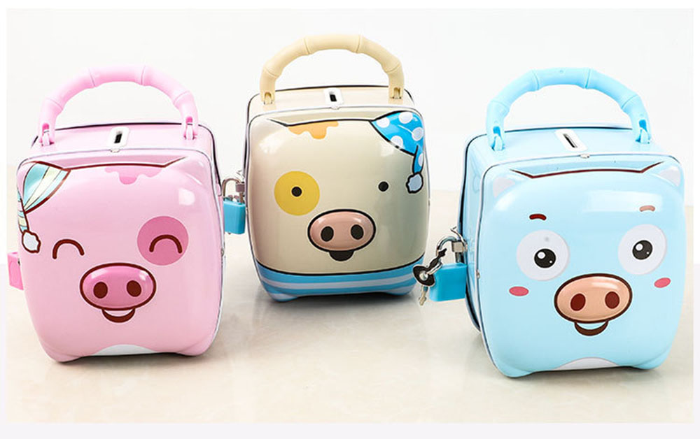 Children Cartoon Piggy Bank Creative Gift for Kindergarten Iron Piggy Bank