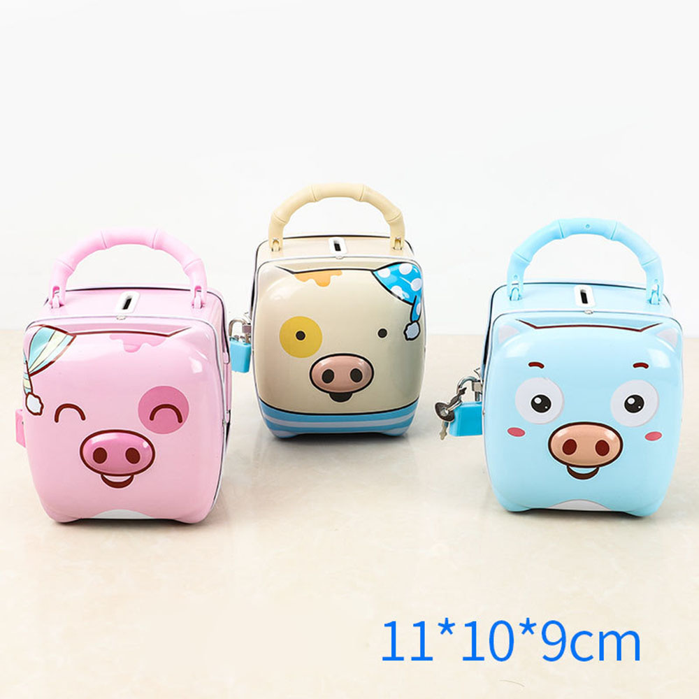 Children Cartoon Piggy Bank Creative Gift for Kindergarten Iron Piggy Bank